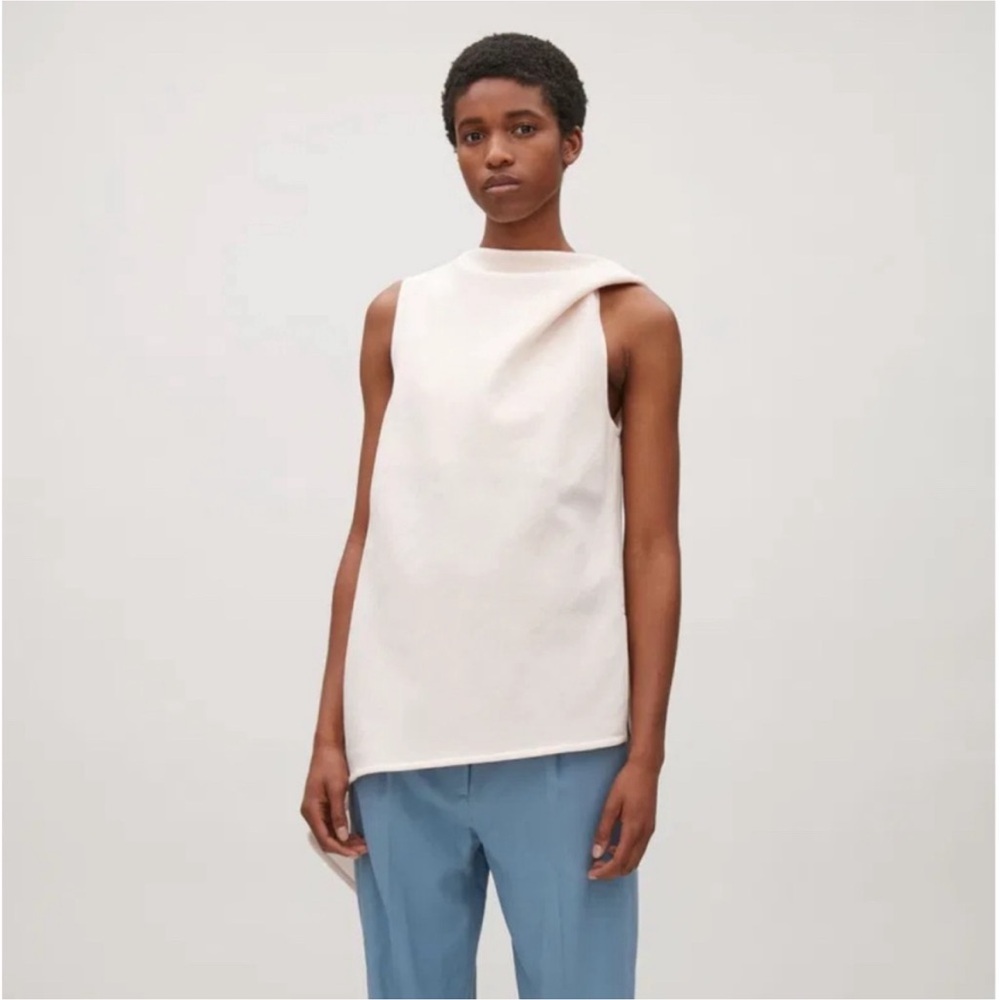 COS Sleeveless Twist Detail Top with Asymmetrical Hem, Size M